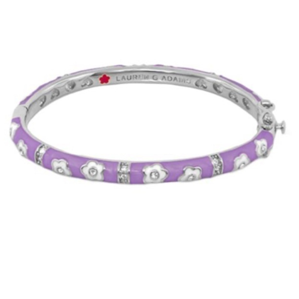Lauren G Adams Flower Bangle with Purple Enamel